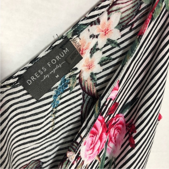 Dress forum wrap front shorts romper floral & stripe girly vacation boho resort - Picture 5 of 14